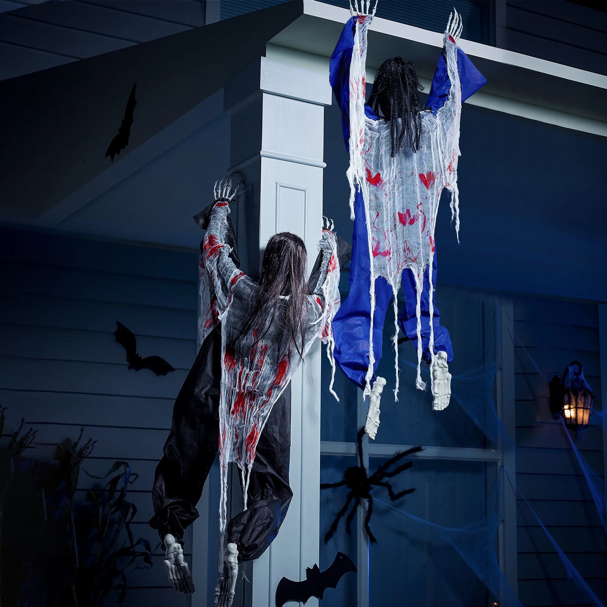 47'' Halloween Climbing Zombie Outdoor Wall Decor, 2 Pcs Halloween Zombie Undead Wall Climber for Halloween Yard Patio Wall Decor Party Supplies