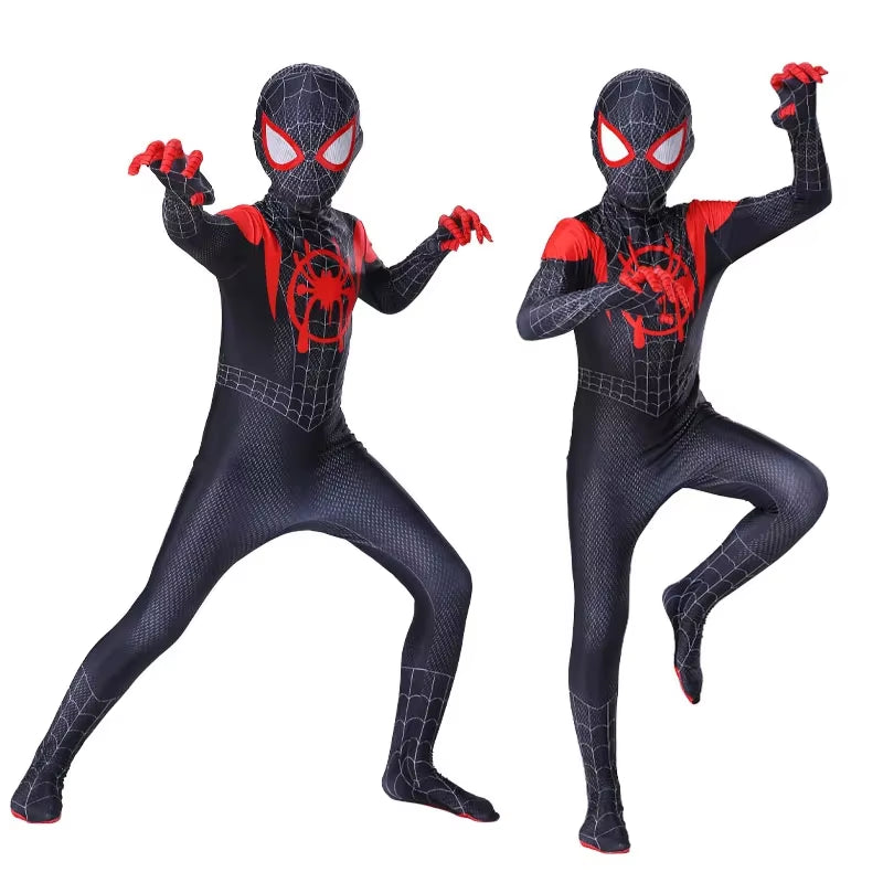 Boys Girls Spiderman Costume Superhero Jumpsuit Miles Morales Spider-Man Cosplay Zentai Bodysuit 3D Style Halloween Outfits
