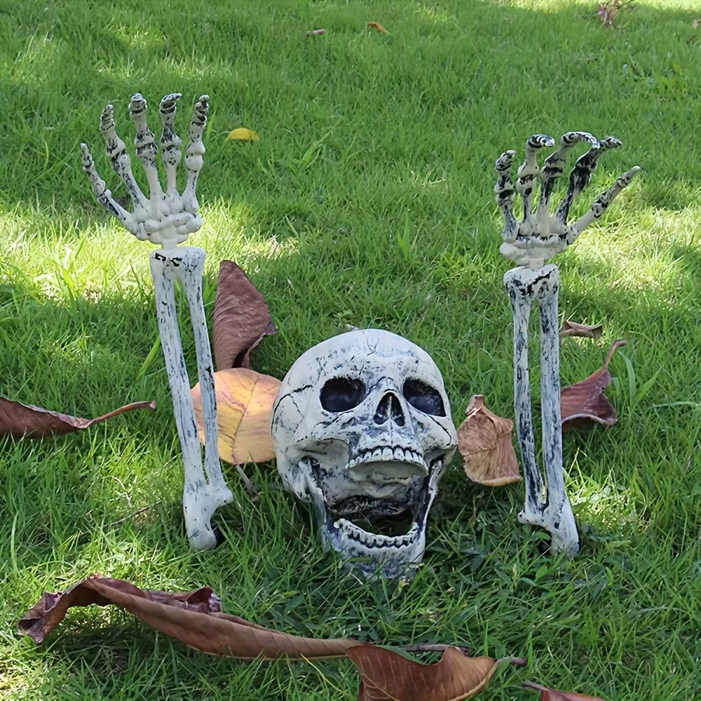 Halloween Light up Skeleton Set,1 Skull and 2 Arms,Realistic Halloween Decorations, for Halloween Party Cosplay,Halloween Gift