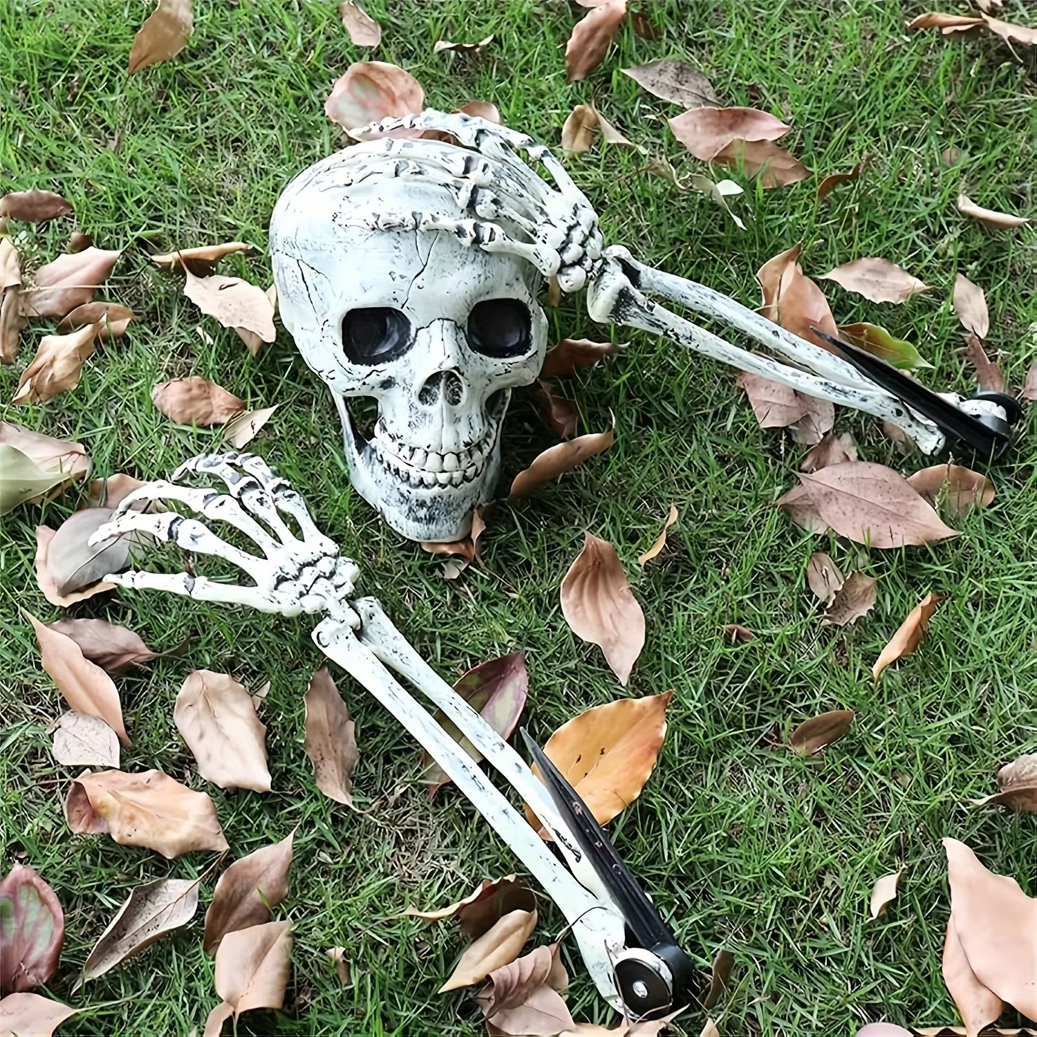 Halloween Light up Skeleton Set,1 Skull and 2 Arms,Realistic Halloween Decorations, for Halloween Party Cosplay,Halloween Gift