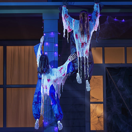 47'' Halloween Climbing Zombie Outdoor Wall Decor, 2 Pcs Halloween Zombie Undead Wall Climber for Halloween Yard Patio Wall Decor Party Supplies