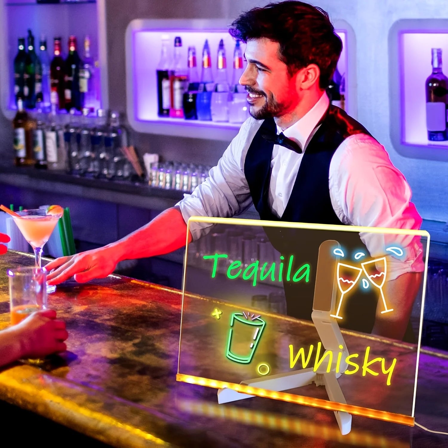 Transparent Luminous LED Night Lights DIY USB Luminous Acrylic Night Light Erasable Write Message Board Calendar Desktop Ornamen