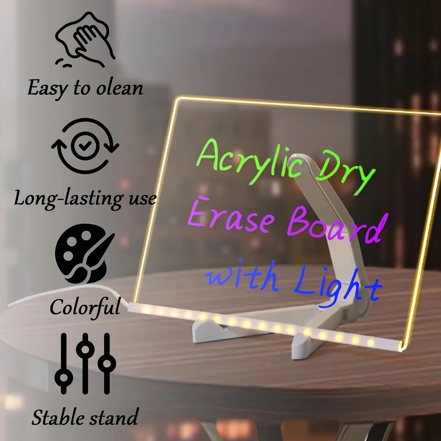 Transparent Luminous LED Night Lights DIY USB Luminous Acrylic Night Light Erasable Write Message Board Calendar Desktop Ornamen