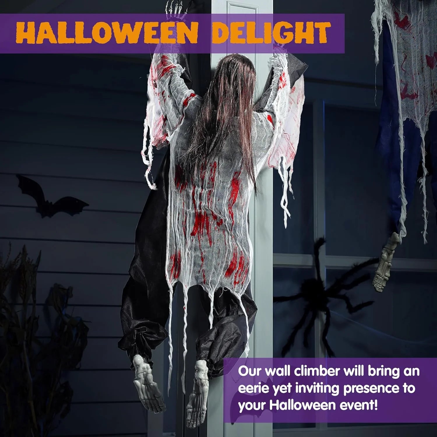 47'' Halloween Climbing Zombie Outdoor Wall Decor, 2 Pcs Halloween Zombie Undead Wall Climber for Halloween Yard Patio Wall Decor Party Supplies