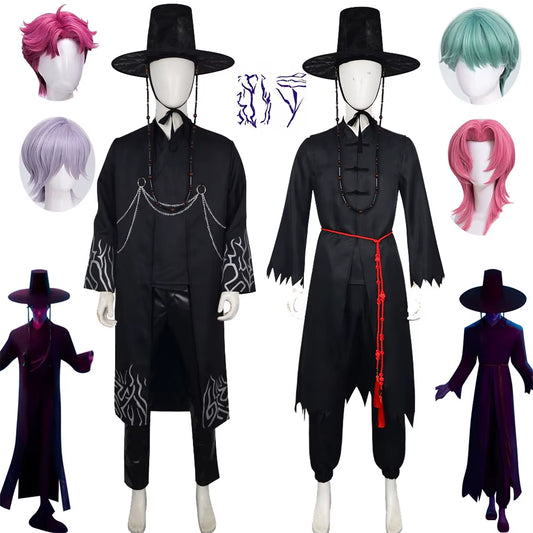 K-POP Demon Boy Group Black Suit Hat Group Uniform Demon Hunters Saja Boy Cosplay Costume Wig Jinu Abby Baby Outfit Halloween