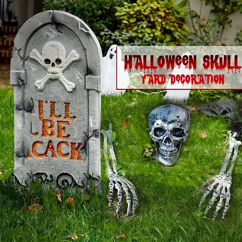 Halloween Light up Skeleton Set,1 Skull and 2 Arms,Realistic Halloween Decorations, for Halloween Party Cosplay,Halloween Gift