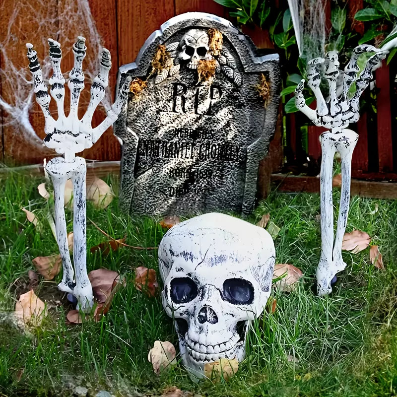 Halloween Light up Skeleton Set,1 Skull and 2 Arms,Realistic Halloween Decorations, for Halloween Party Cosplay,Halloween Gift