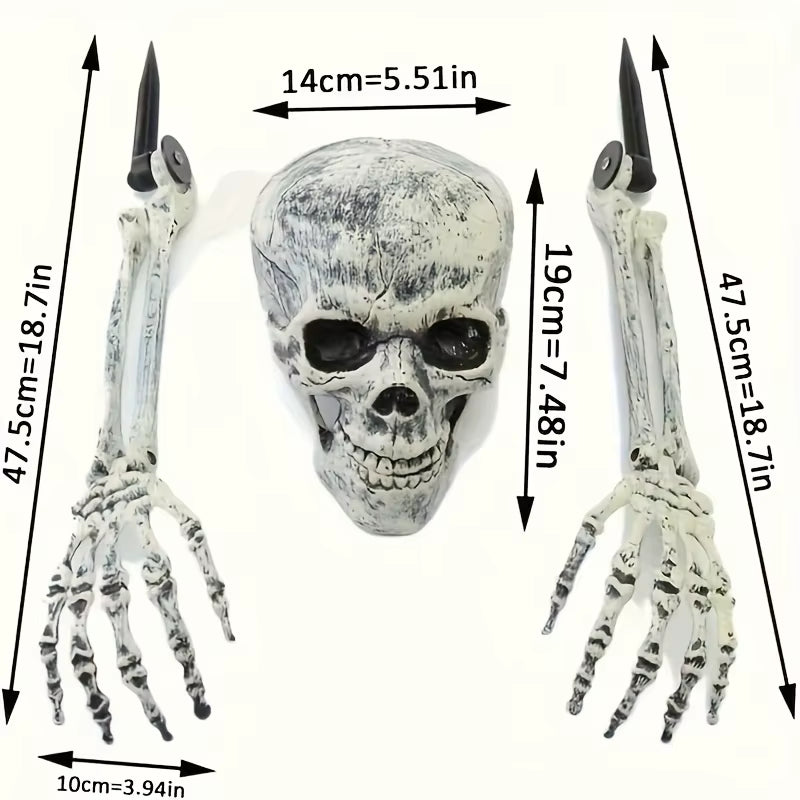 Halloween Light up Skeleton Set,1 Skull and 2 Arms,Realistic Halloween Decorations, for Halloween Party Cosplay,Halloween Gift