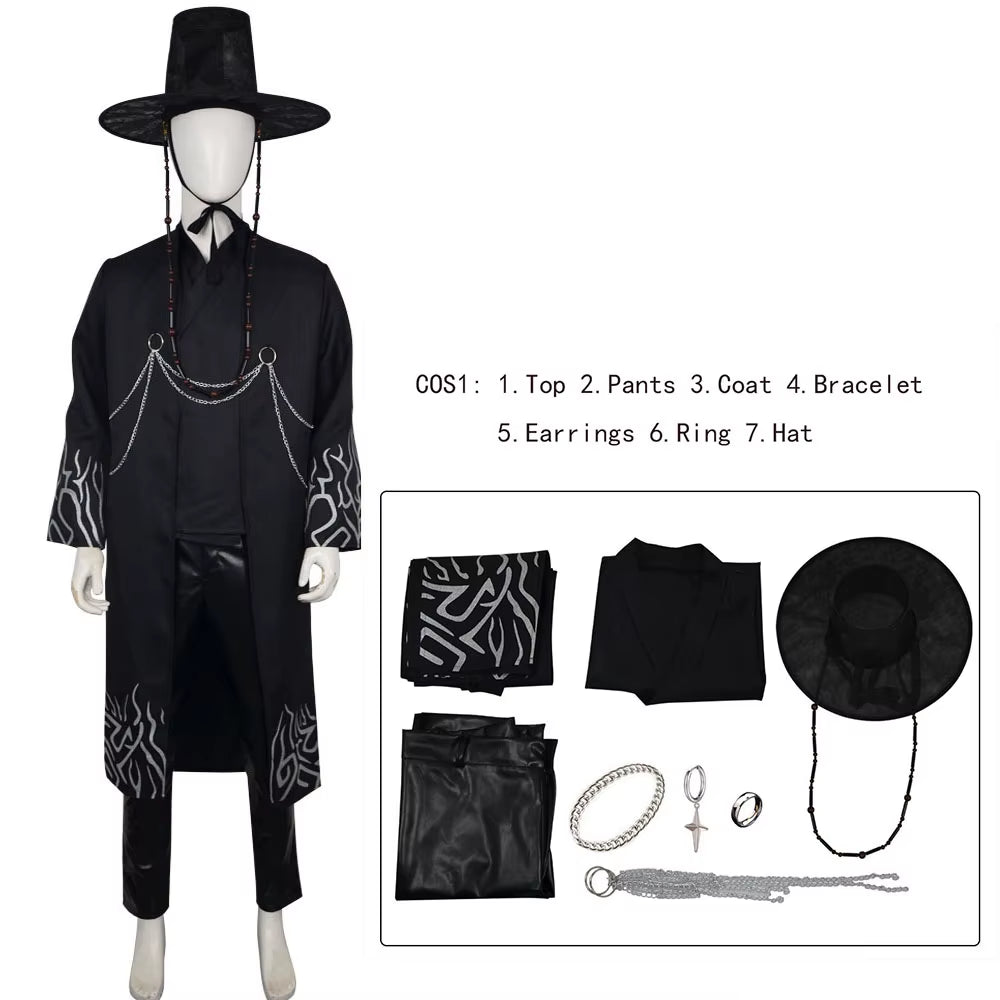 K-POP Demon Boy Group Black Suit Hat Group Uniform Demon Hunters Saja Boy Cosplay Costume Wig Jinu Abby Baby Outfit Halloween