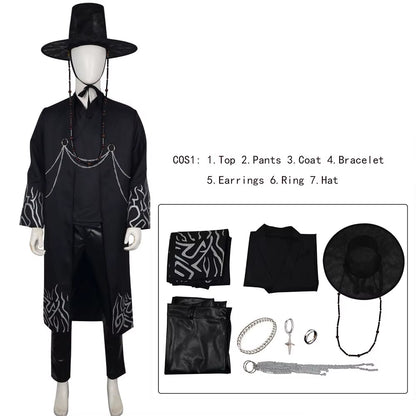 K-POP Demon Boy Group Black Suit Hat Group Uniform Demon Hunters Saja Boy Cosplay Costume Wig Jinu Abby Baby Outfit Halloween