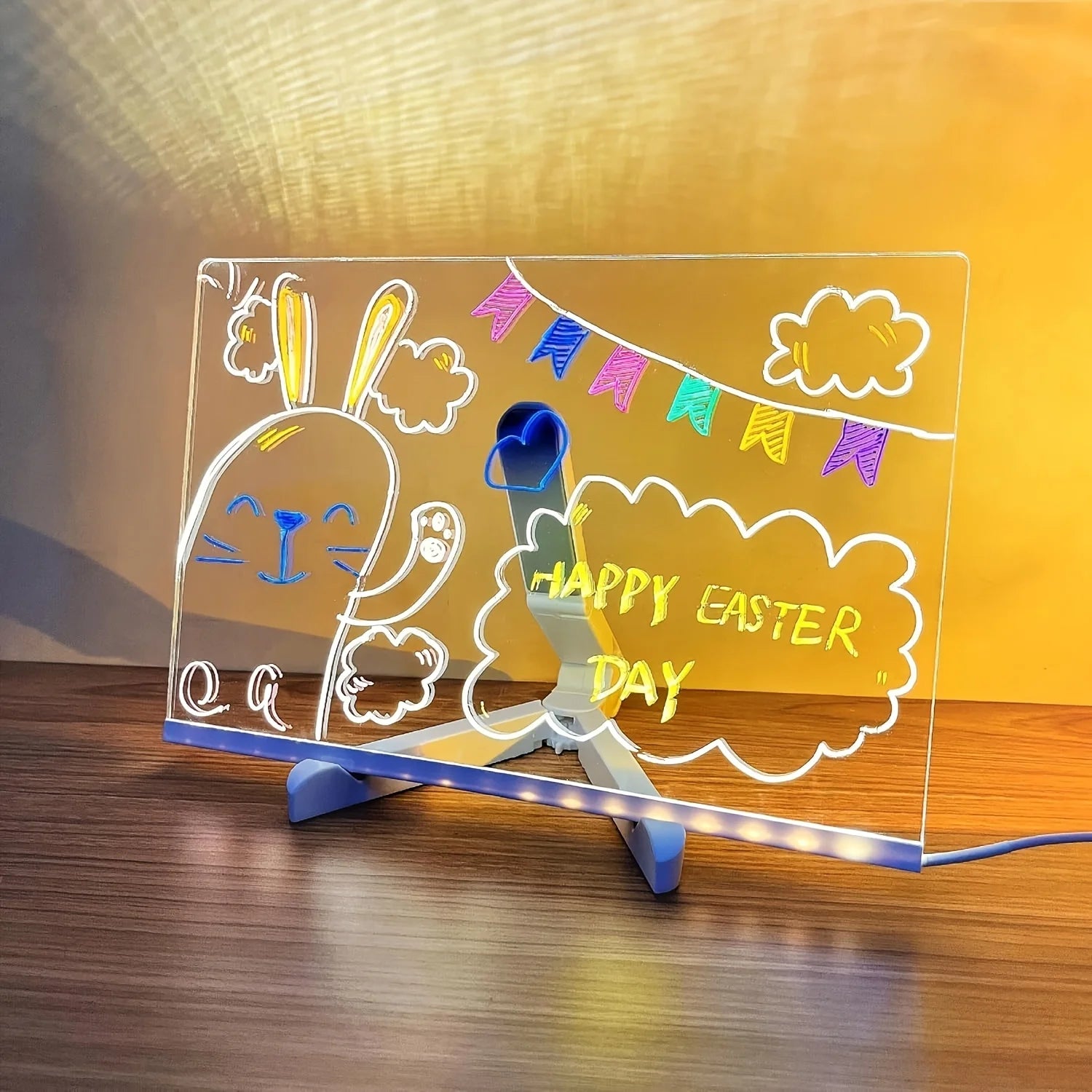 Transparent Luminous LED Night Lights DIY USB Luminous Acrylic Night Light Erasable Write Message Board Calendar Desktop Ornamen