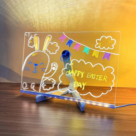 Transparent Luminous LED Night Lights DIY USB Luminous Acrylic Night Light Erasable Write Message Board Calendar Desktop Ornamen