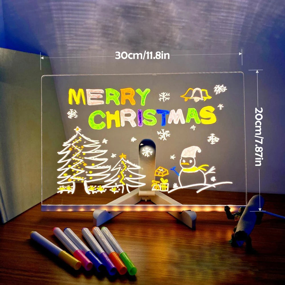 Transparent Luminous LED Night Lights DIY USB Luminous Acrylic Night Light Erasable Write Message Board Calendar Desktop Ornamen