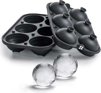 Ice Cube Molds – Large Silicone Ice & Sphere Mold Combo with Built-In Easy-Fill Funnel 2-Inch round & Square Whiskey Ice Molds for Cocktails & Bourbon
