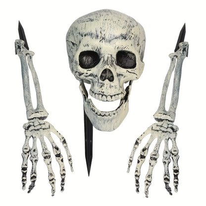 Halloween Light up Skeleton Set,1 Skull and 2 Arms,Realistic Halloween Decorations, for Halloween Party Cosplay,Halloween Gift