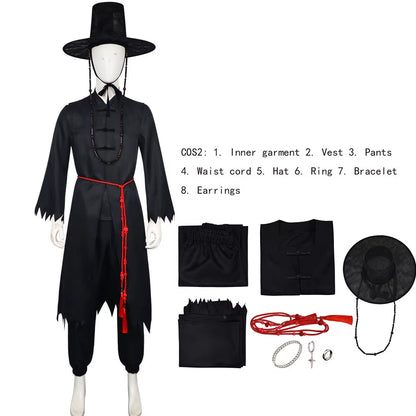 K-POP Demon Boy Group Black Suit Hat Group Uniform Demon Hunters Saja Boy Cosplay Costume Wig Jinu Abby Baby Outfit Halloween